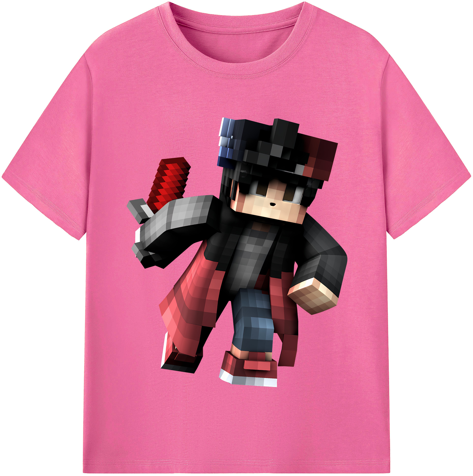 （画像用） マインクラフト ブロックの世界 Minecraft MC Block world レディースカジュアルプリントTシャツ（綿100％）